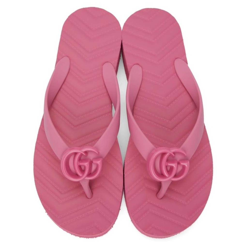 GUCCI Marmont GG Pascar logo rubber flip flops sandals 38